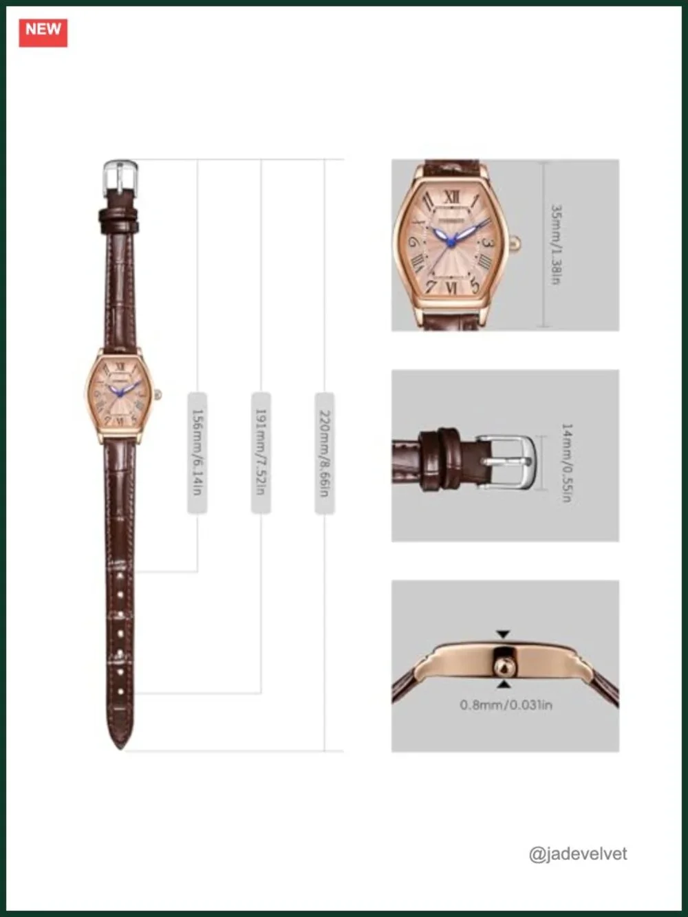 Women's Leather Band Watch Dainty Elegant Barrel-Shaped Analog Dress Wrist Watch